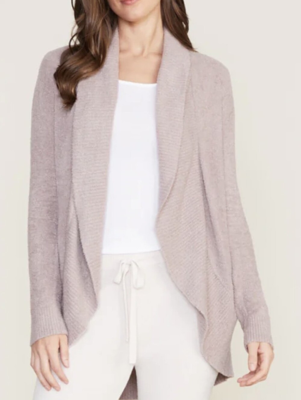Barefoot Dreams CozyChic Lite Cardi Sweater Size Large Stone Cardigan
